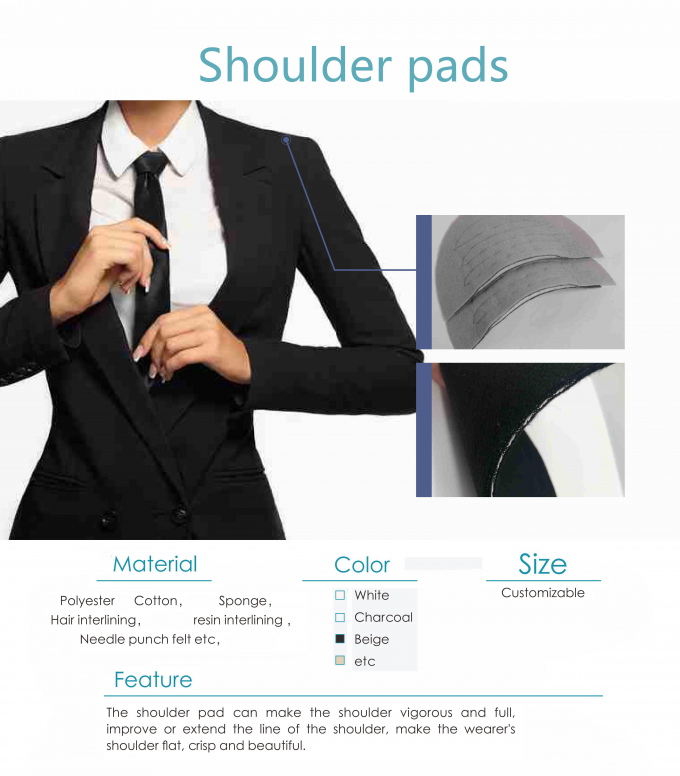 Sustainable Polyester Men'S Suit Shoulder Pads Needle Punch