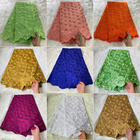 3D Sequins embroidered lace tulle fabric Golden Net Lace 112cm