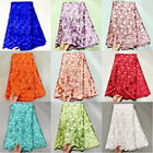 Polyester Cotton Embroidered Lace Tulle Fabric Jacquard 3d Lace Fabric